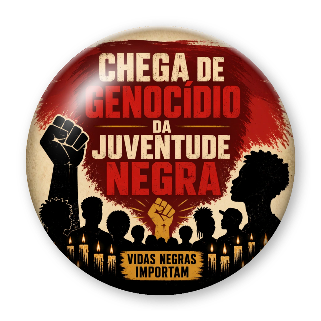 Broche Chega de Genocídio da Juventude Negra