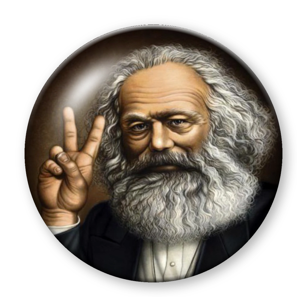 Broche Karl Marx (paz e amor)