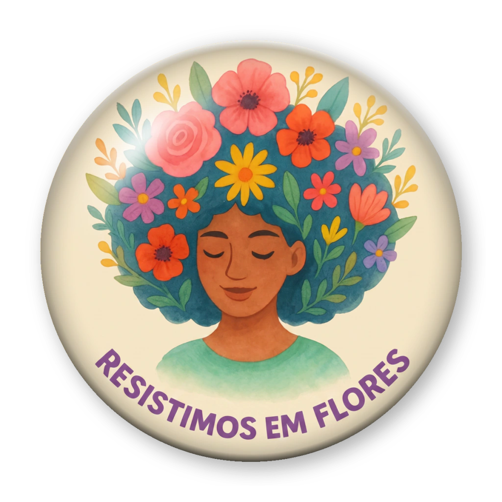 Broche Resistimos em Flores