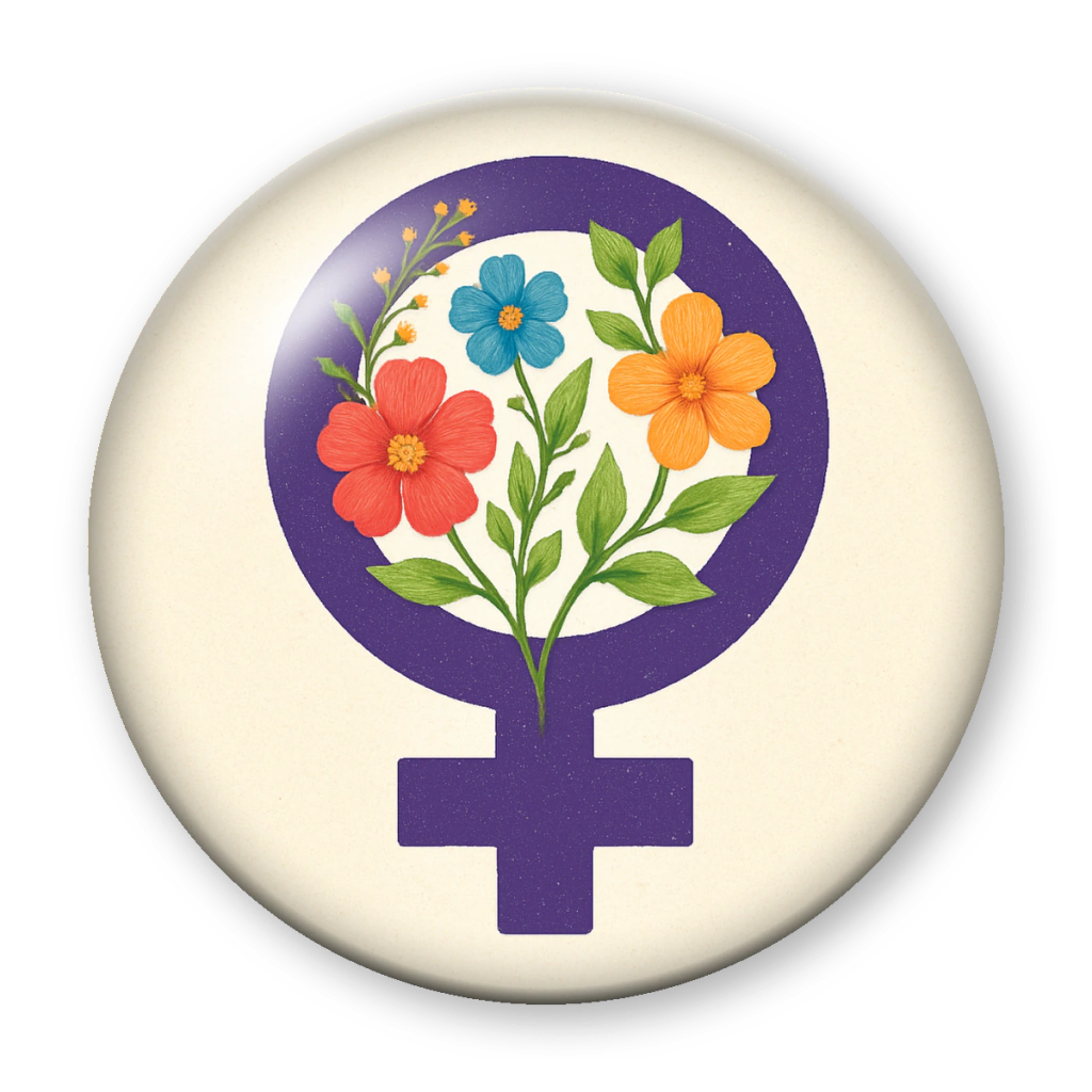Broche Símbolo Feminista Floral