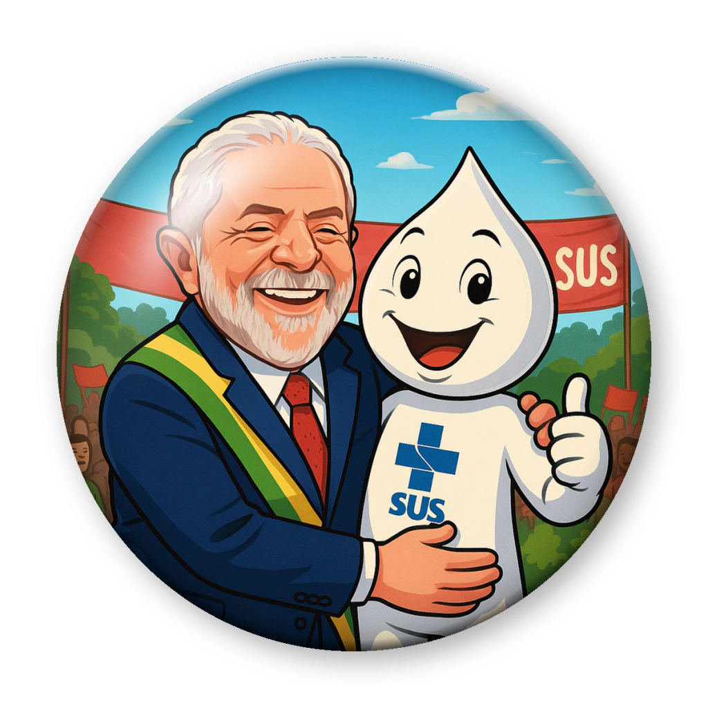 Broche Viva o SUS — Lula e o Zé Gotinha