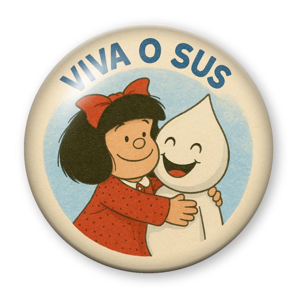Broche Viva o SUS — Mafalda e o Zé (vintage)